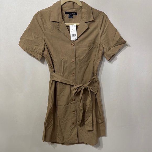 French Connection Dresses & Skirts - French Connection Tan Notched Collar Mini Dress